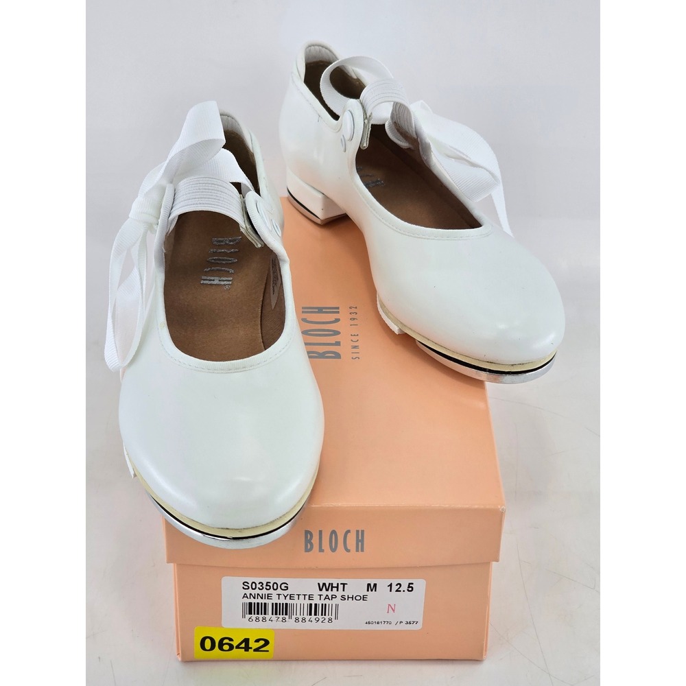 Bloch Annie Tyette Tap Shoe Girls 12.5 White Ribbon Tie S0350G - Excellent